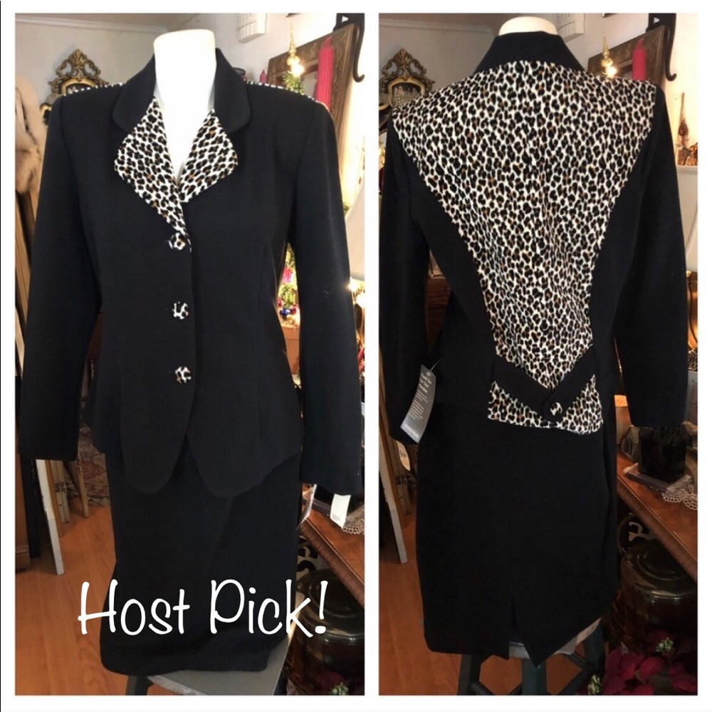 Vintage Leopard Print Suit Jacket & Skirt Set 🎉HP